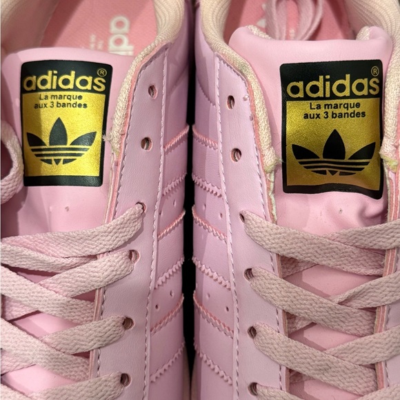 Adidas Superstar Light Pink and Gold Sneakers - Picture 6 of 7
